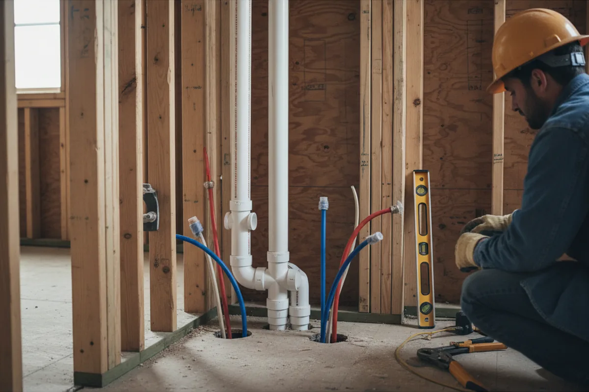 Drain and supply rough-in during Leak Detection in Bonneau