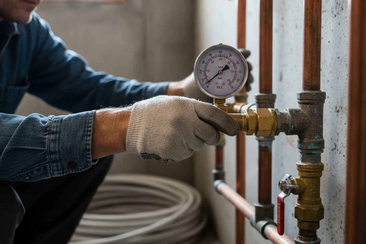 Pressure testing a repaired line during Water Line Repair in Bonneau